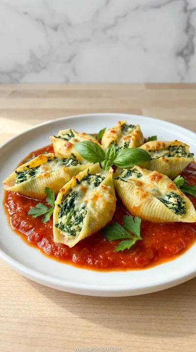 Spinach and Ricotta Stuffed Shells - Easy Healthy Dinner