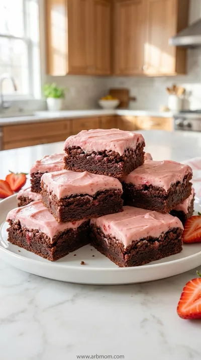 Strawberry Brownies with Creamy Frosting