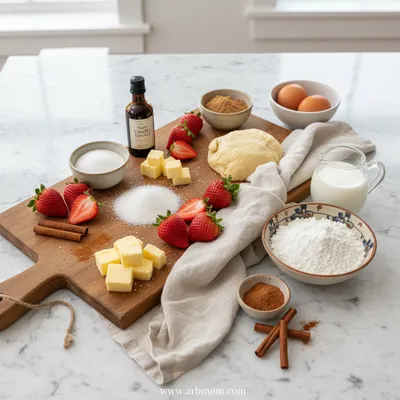 Strawberry Cinnamon Rolls - ingredients preparation