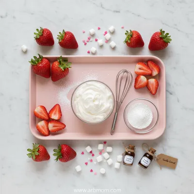 Strawberry Fluff - Easy Creamy Dessert - cooking process