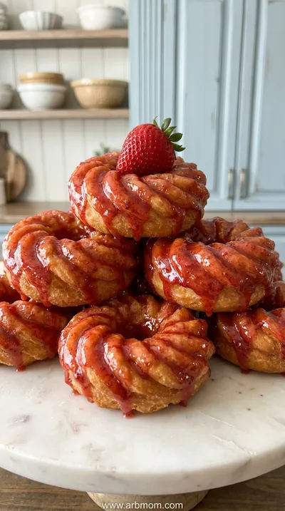 Strawberry Glazed French Crullers