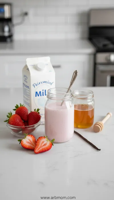 Homemade Strawberry Milk - cooking process