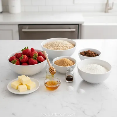 Strawberry Oatmeal Crumble Bars - ingredients preparation