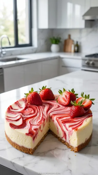 Strawberry Swirl Cheesecake – Easy Creamy Dessert