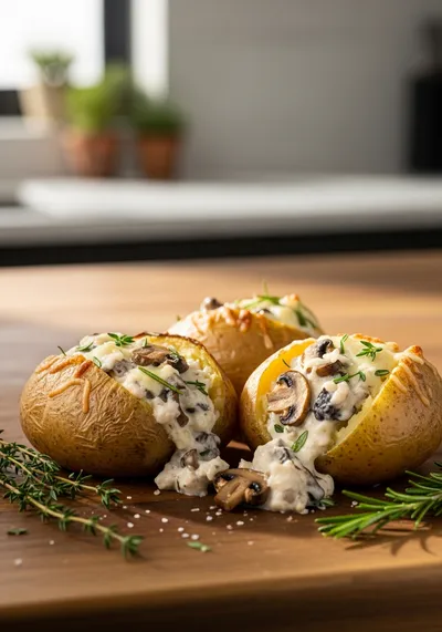 Stuffed Baked Potatoes with Mushrooms