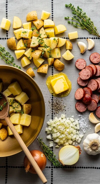 Swamp Potatoes and Sausage Recipe - cooking process