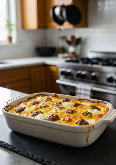 Turkey Sausage, Egg, and Cream Cheese Hashbrown Casserole