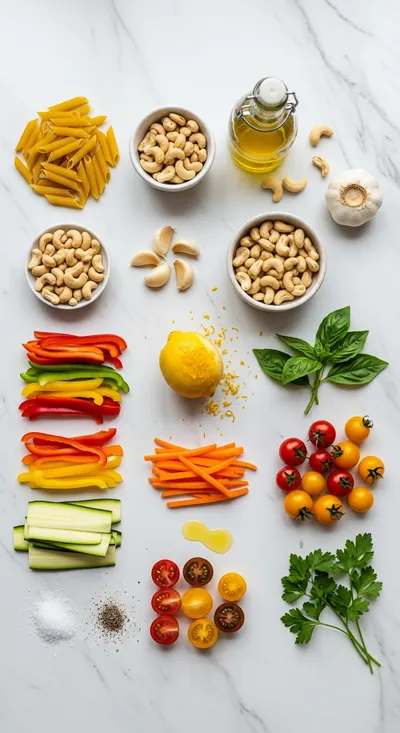 Vegan Pasta Primavera With Garlic Cashew Sauce - cooking process