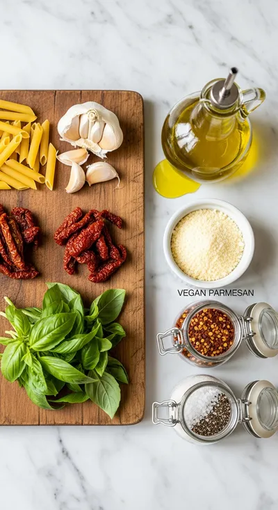 Vegan Sun-Dried Tomato Pasta - cooking process