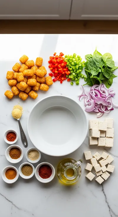 Vegan Tater Tot Breakfast Casserole - cooking process